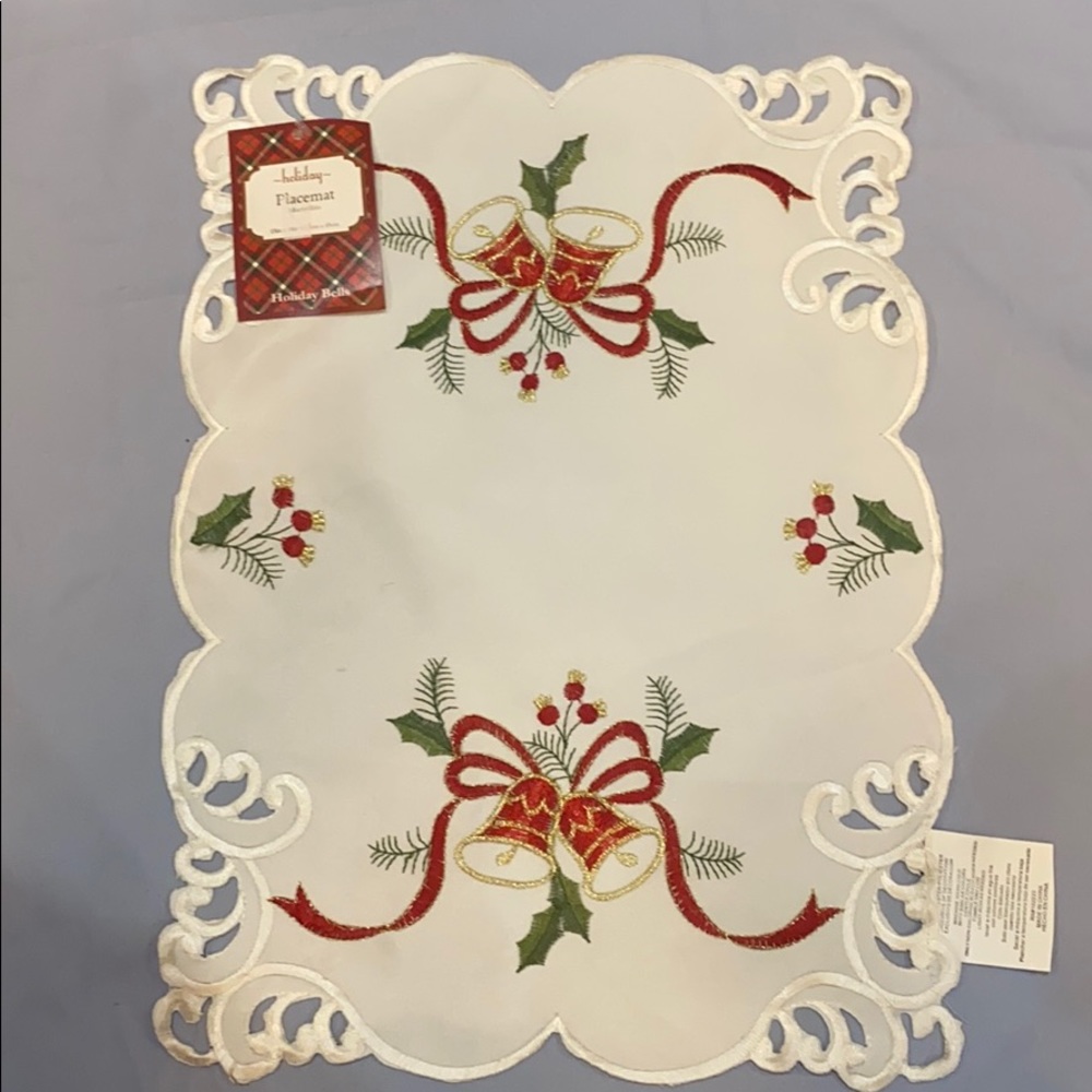 White Christmas Holiday Bells Placemat